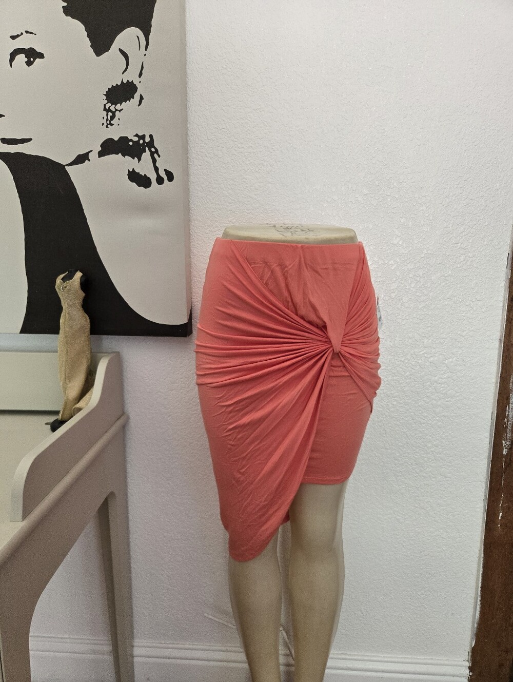 NWT Charlotte Russe Asymmetrical Coral Knot-Front Women’s Skirt Size Small